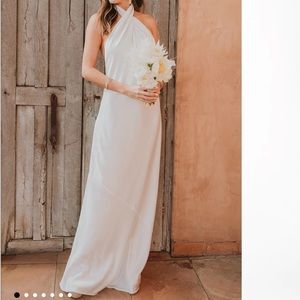 Jasmine halter white maxi bridesmaid dress